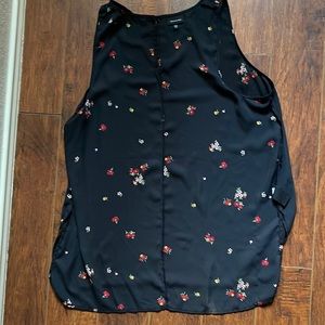 Black Floral Sleeveless Blouse XXL